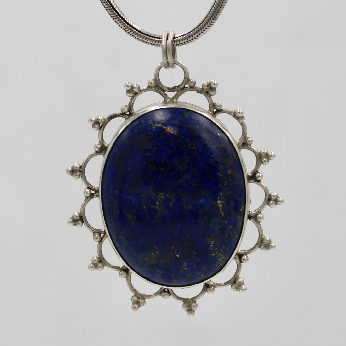 Vintage Handmade Afghan Lapis Pendant in Sterling Silver