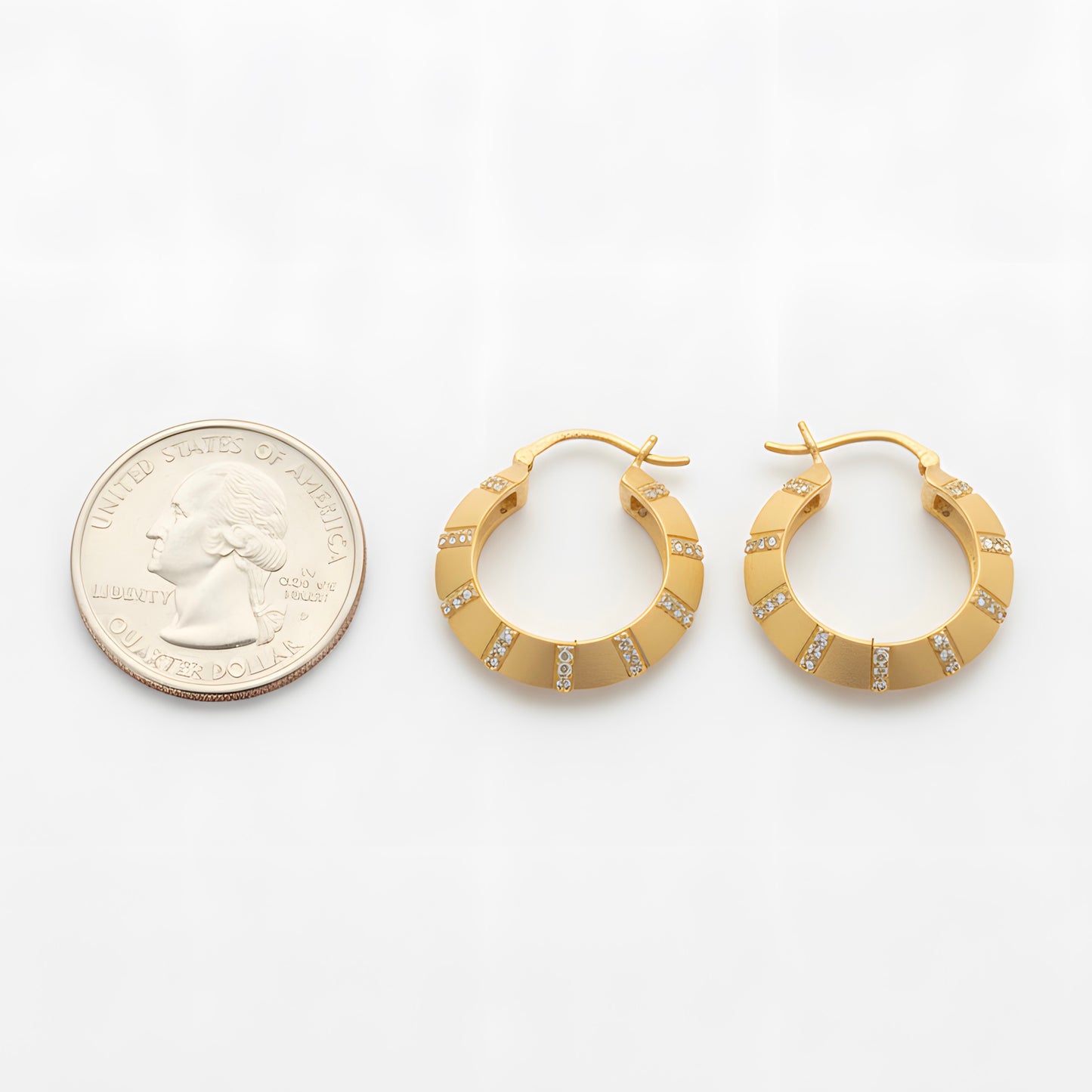 Statement 0.52 Ct Natural Diamond Matte Gold Hoop Earrings in 18K Yellow Gold