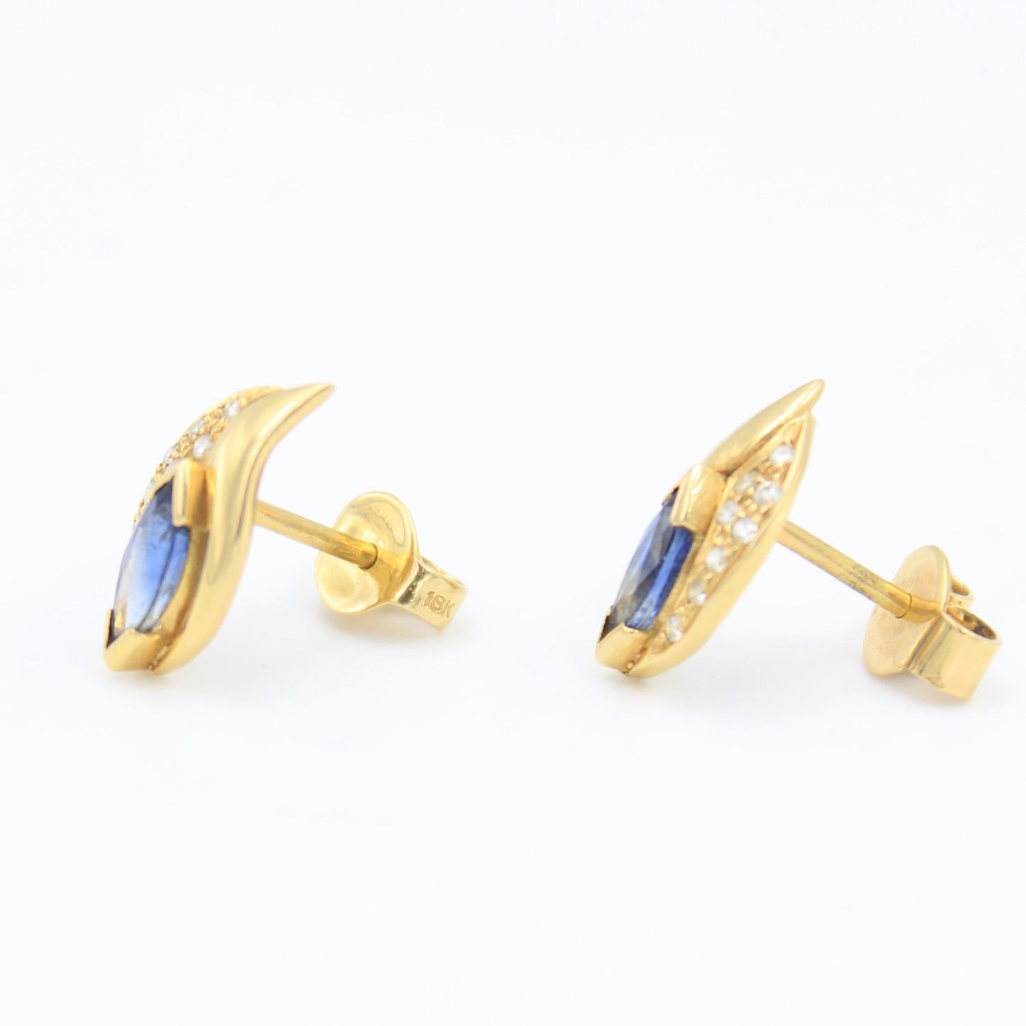 Elegant 1.95 TCW Natural Sapphire and Diamond Stud Earring in 18K Yellow Gold