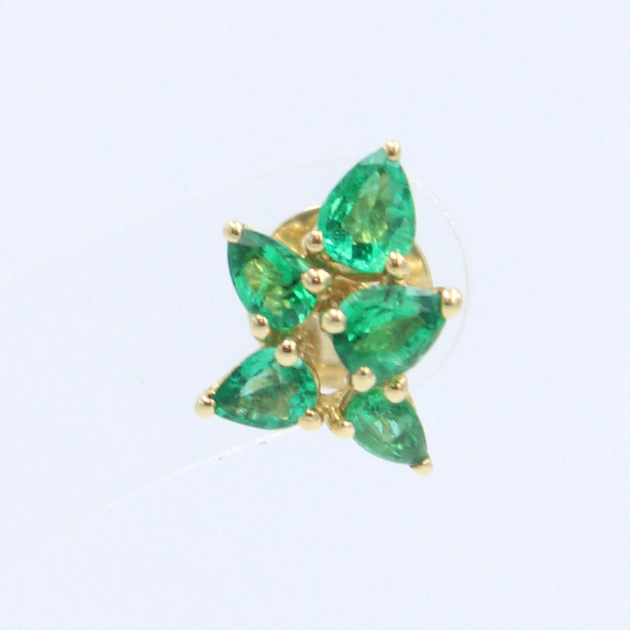 Minimalist AAA 1.62 Ct Natural Emerald Leaf Stud Earrings in 18K Yellow Gold