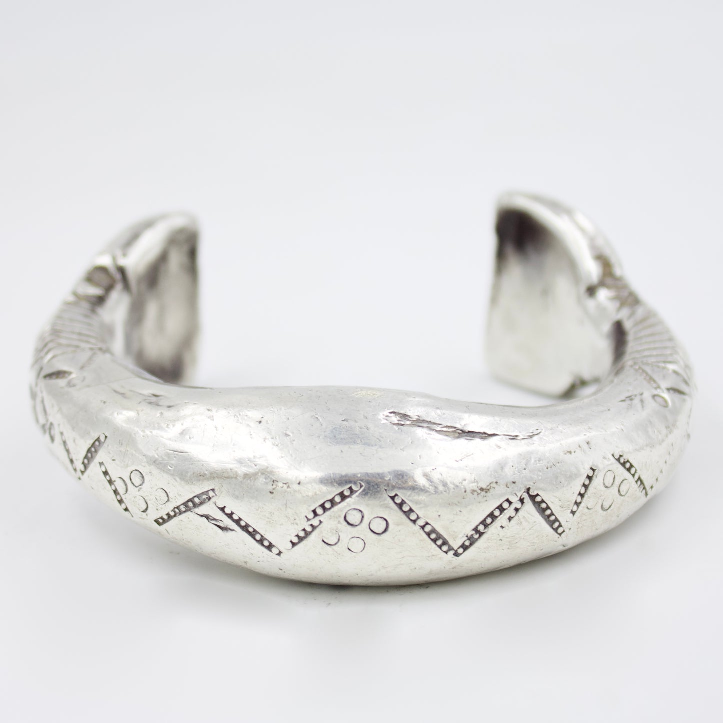 Antique Indian Tribal Hand Etched Silver Cuff Bracelet | 1910 Museum Piece