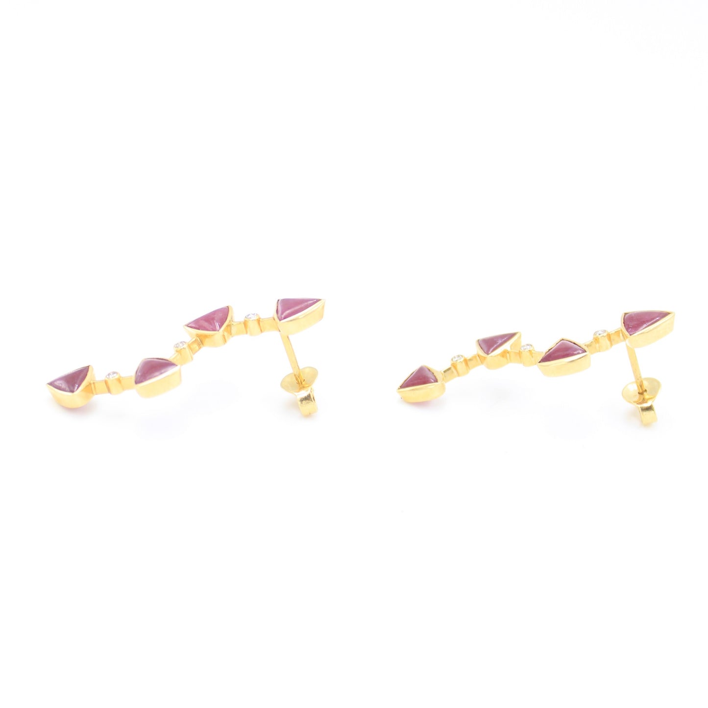 Elegant 3.75 TCW Natural Ruby and Diamond Drop Earrings in 18K Yellow gold