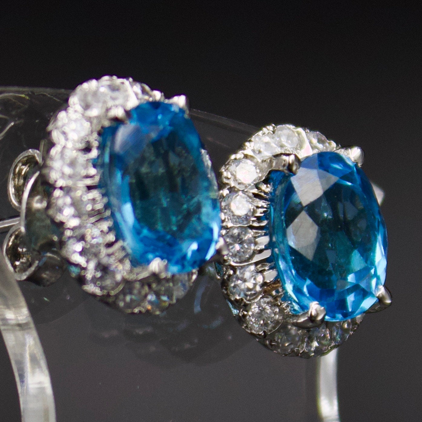 AAA Swiss Blue Topaz Stud Earrings