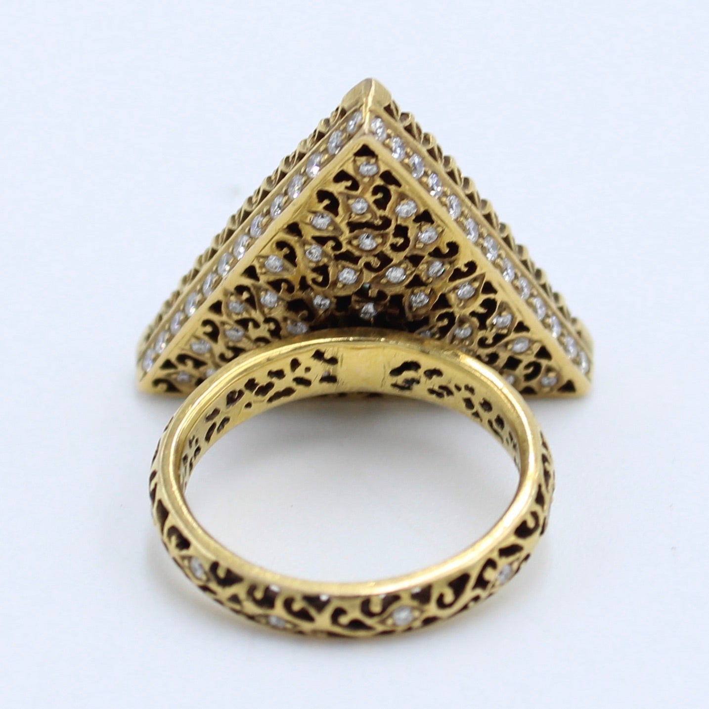 Luxury 4.07 Ct Natural Rose Cut Diamond Filigree Work Fidget Ring 18K Gold