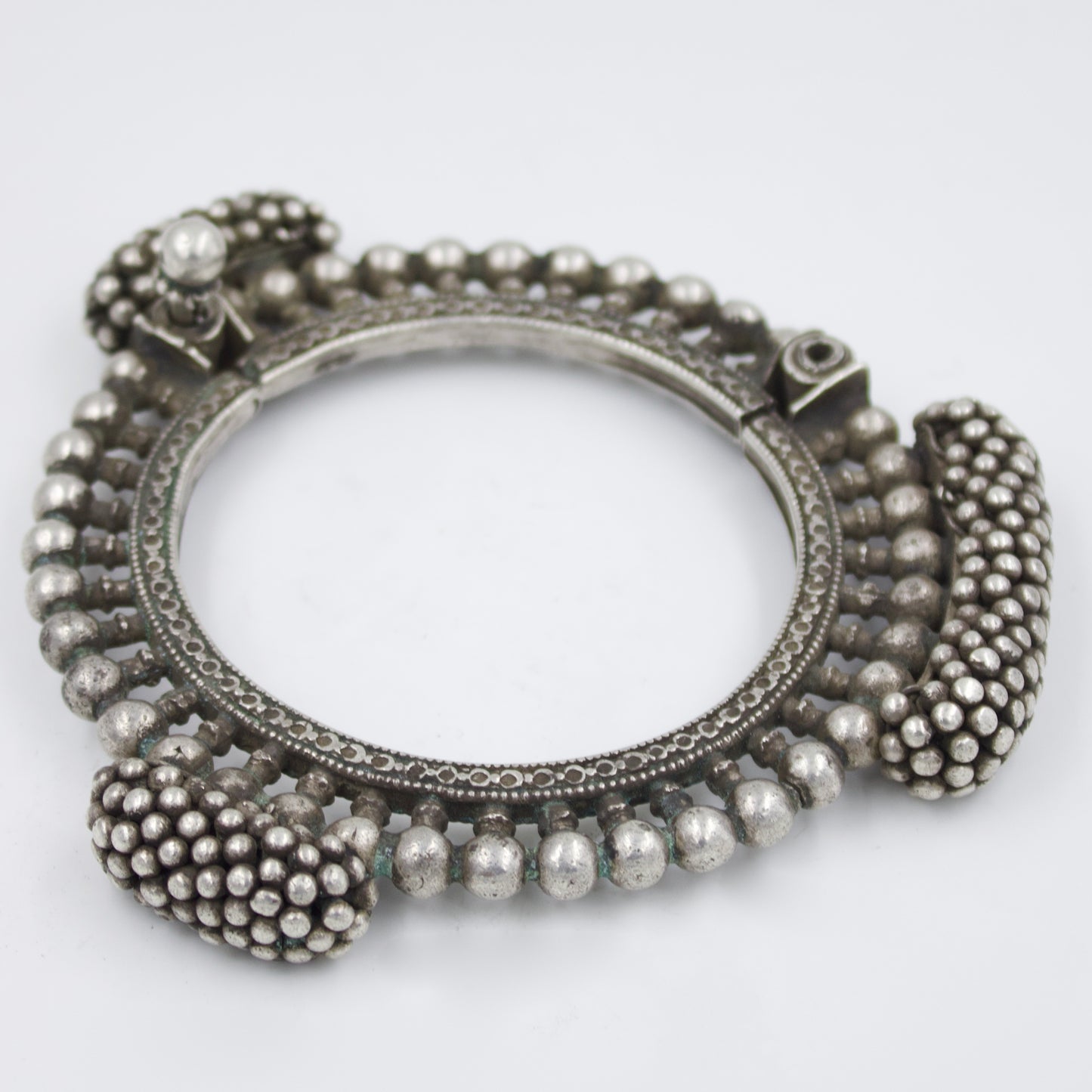 Antique Indian Tribal Handmade Hinged Bangle in Silver | 1910 Collectors Piece