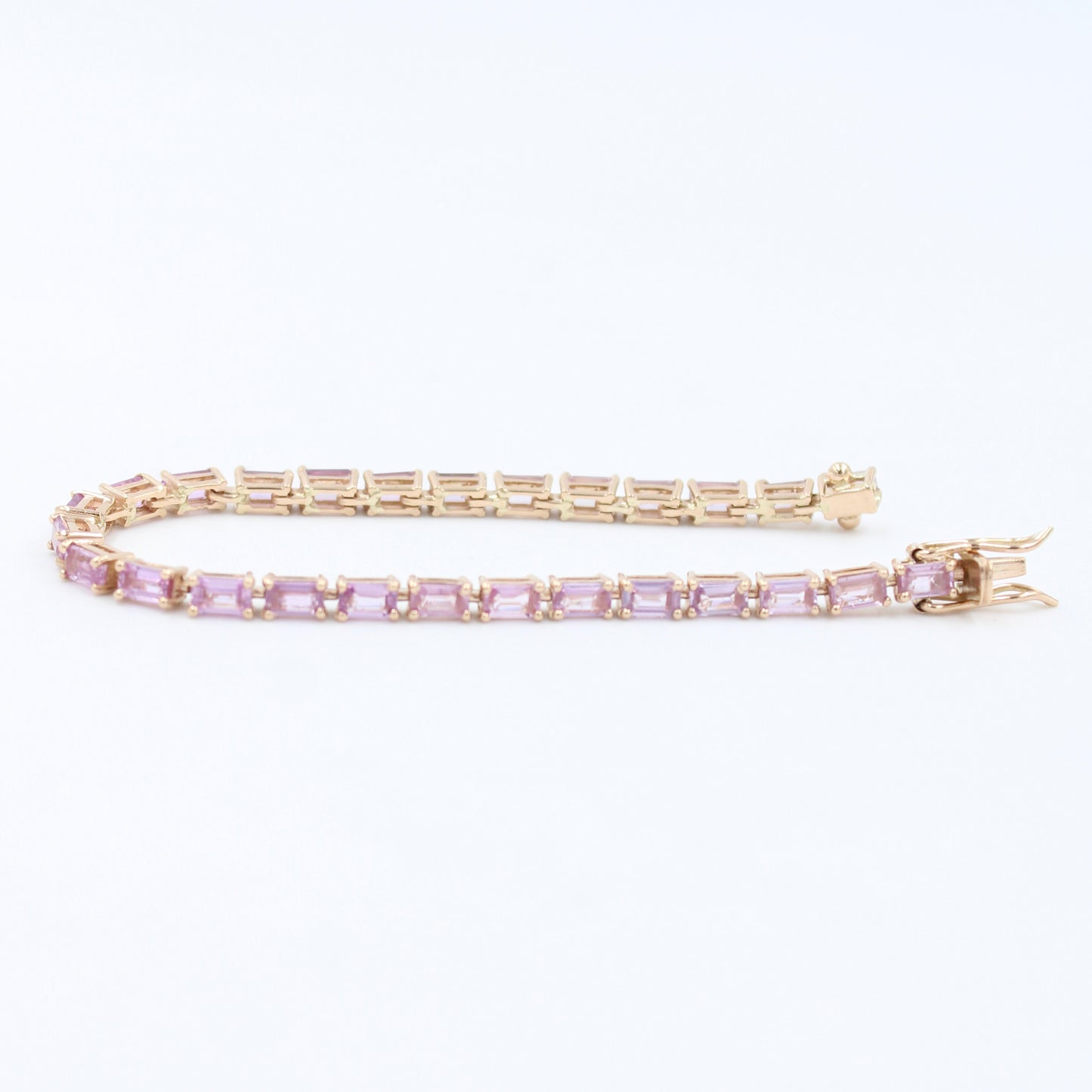 Natural 8.25 Ct Pink Sapphire Gradient Summer Tennis Bracelet in 18K Rose Gold