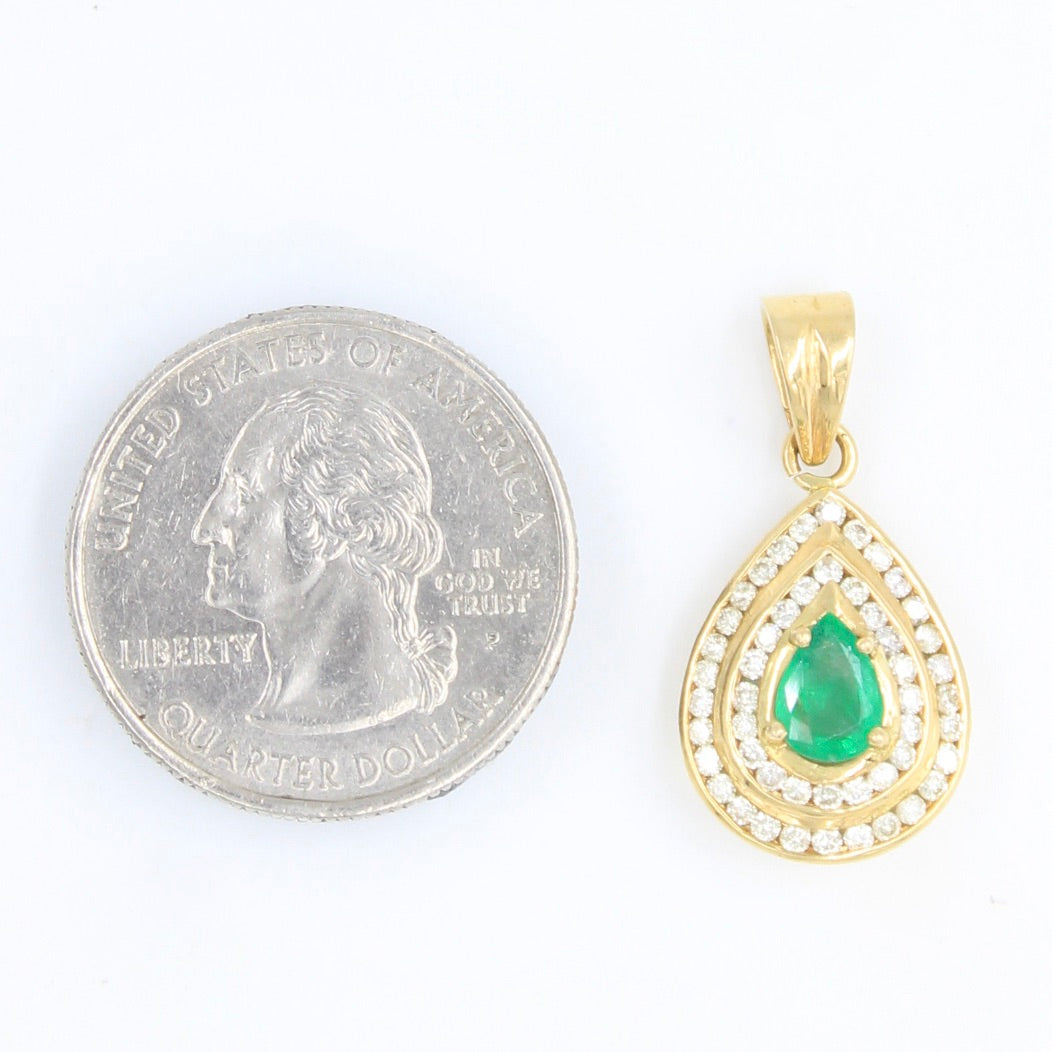 Elegant 2.50 TCW Natural Emerald & Diamond Pendant in 18K Yellow Gold