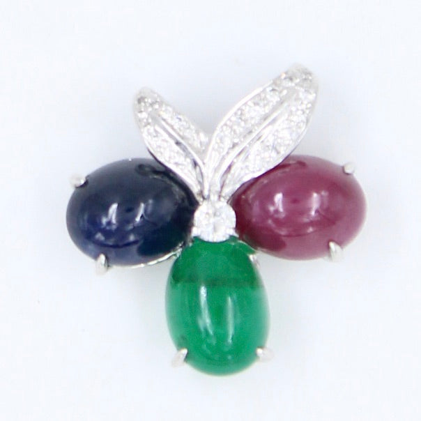 Statement 7.74 Ct Ruby, Emerald, Sapphire & Diamond Tutti Fruity Pendant in 18K Gold