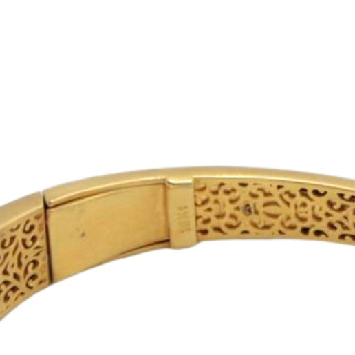 Natural 3.66 Ct Untreated Ruby & Diamond Hinged Cuff Bracelet 18KY Brushed Gold