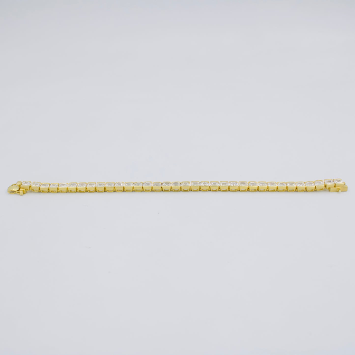 18.12 ct Created Asher Cut Diamond Flexible Half Bezel Set Tennis Bracelet 14K Gold