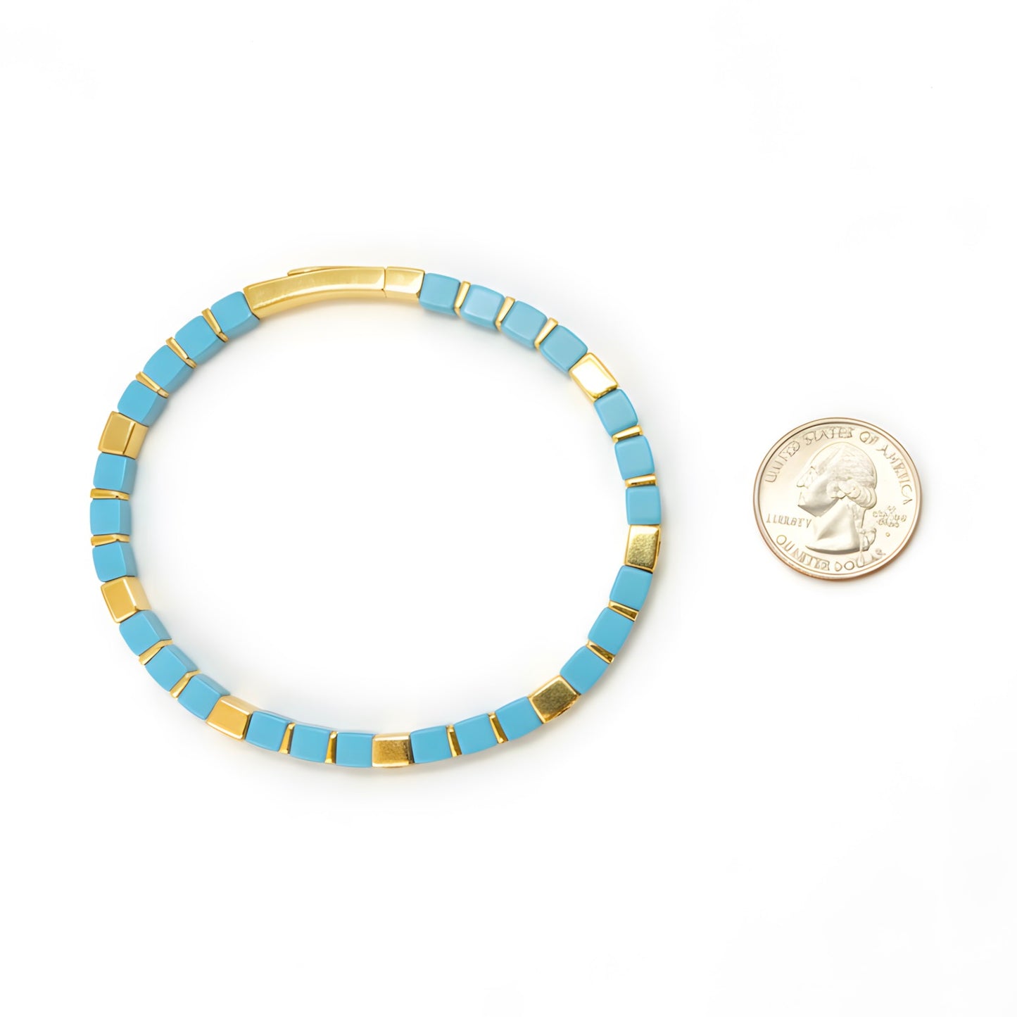 Natural 39.7 TCW Desert Diamond, Turquoise & Sapphire Beaded Bracelet 14K Gold