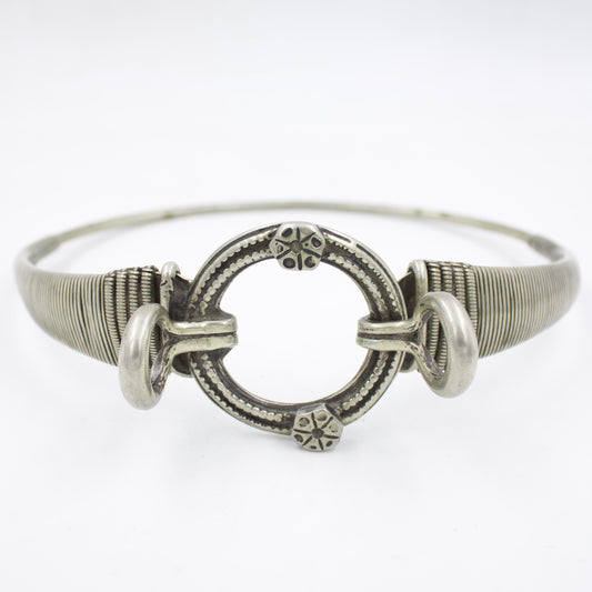 Antique Rajasthani Tribal Hasli Collar Statement Necklace in Silver