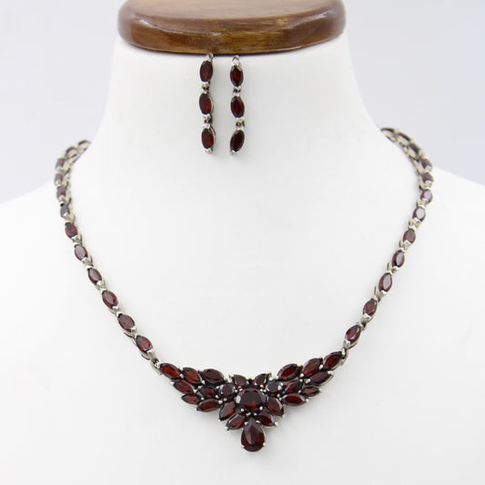 AAA Natural Spessartite Garnet Pendant Necklace and Earrings in Sterling Silver