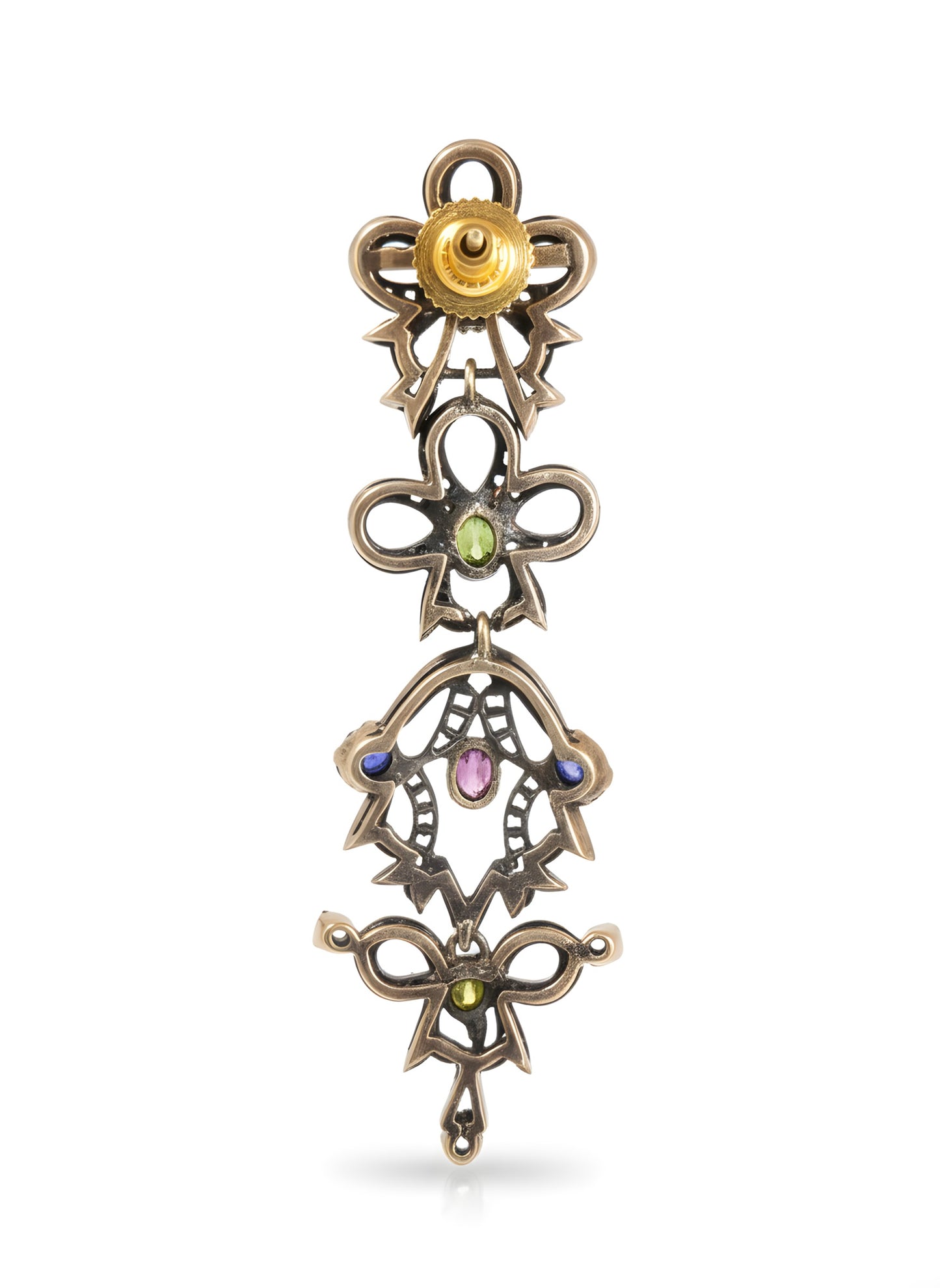 Victorian 7.96 Ct Natural Untreated Sapphire & Diamond Drop Earring 14K & Silver