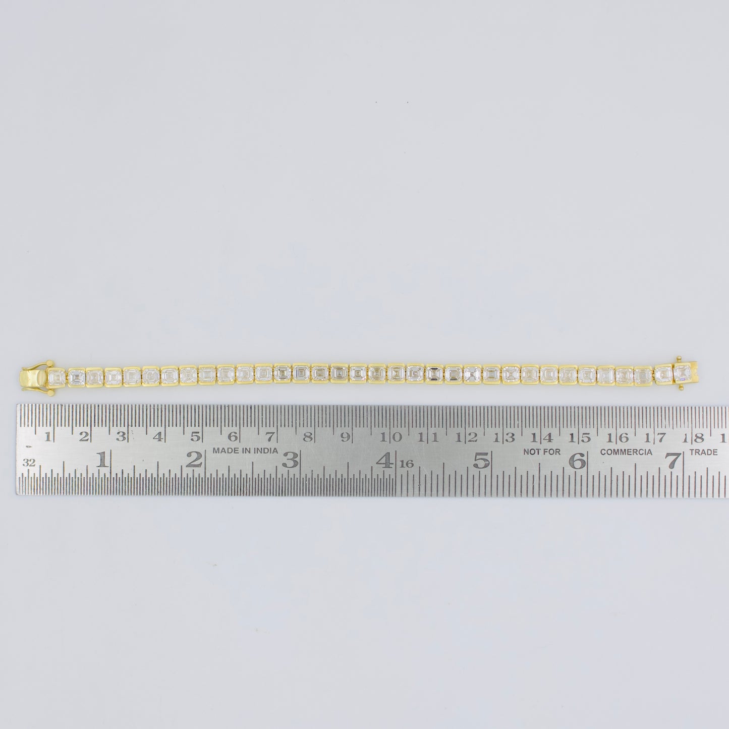 18.12 ct Created Asher Cut Diamond Flexible Half Bezel Set Tennis Bracelet 14K Gold