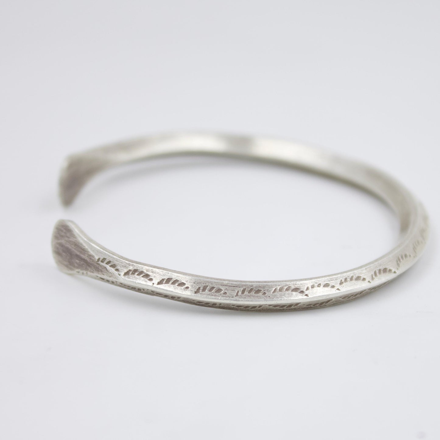 Indonesian Handmade Unisex Slim Cuff Bracelet in Sterling Silver