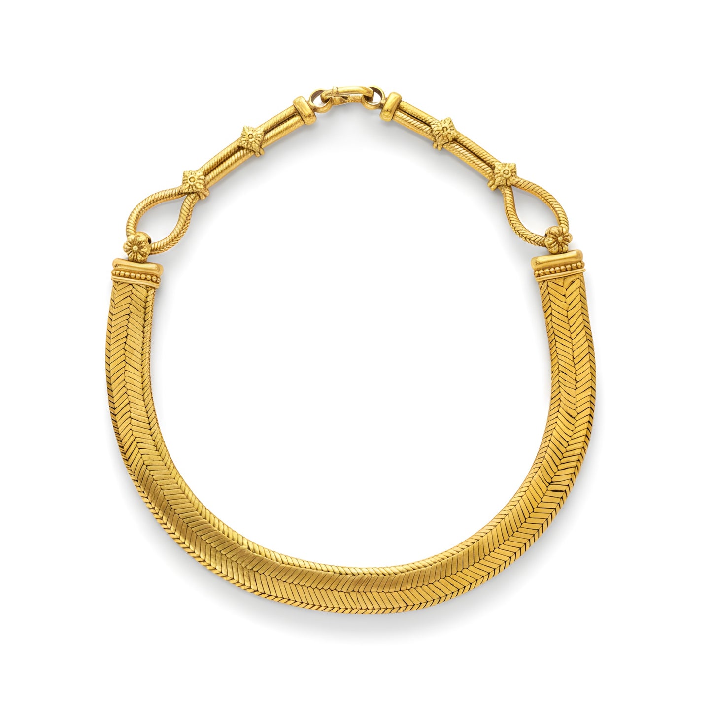 Vintage Handmade Broad Chain Necklace in Gold Plated Sterling Silver 16 Inches