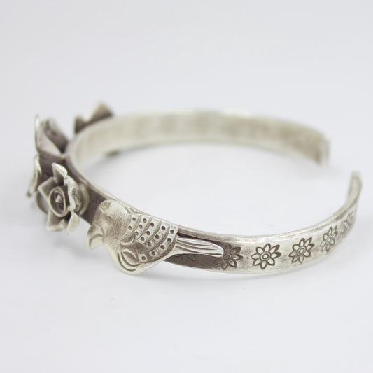 Indonesian Handmade Slim Cuff Bracelet in Sterling Silver