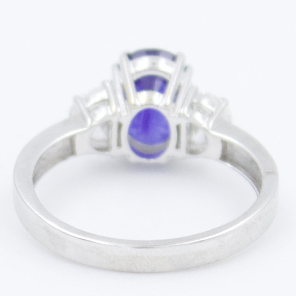 Natural 2.89 TCW Sri Lankan Royal Blue Sapphire & Diamond Engagement Ring 18KW