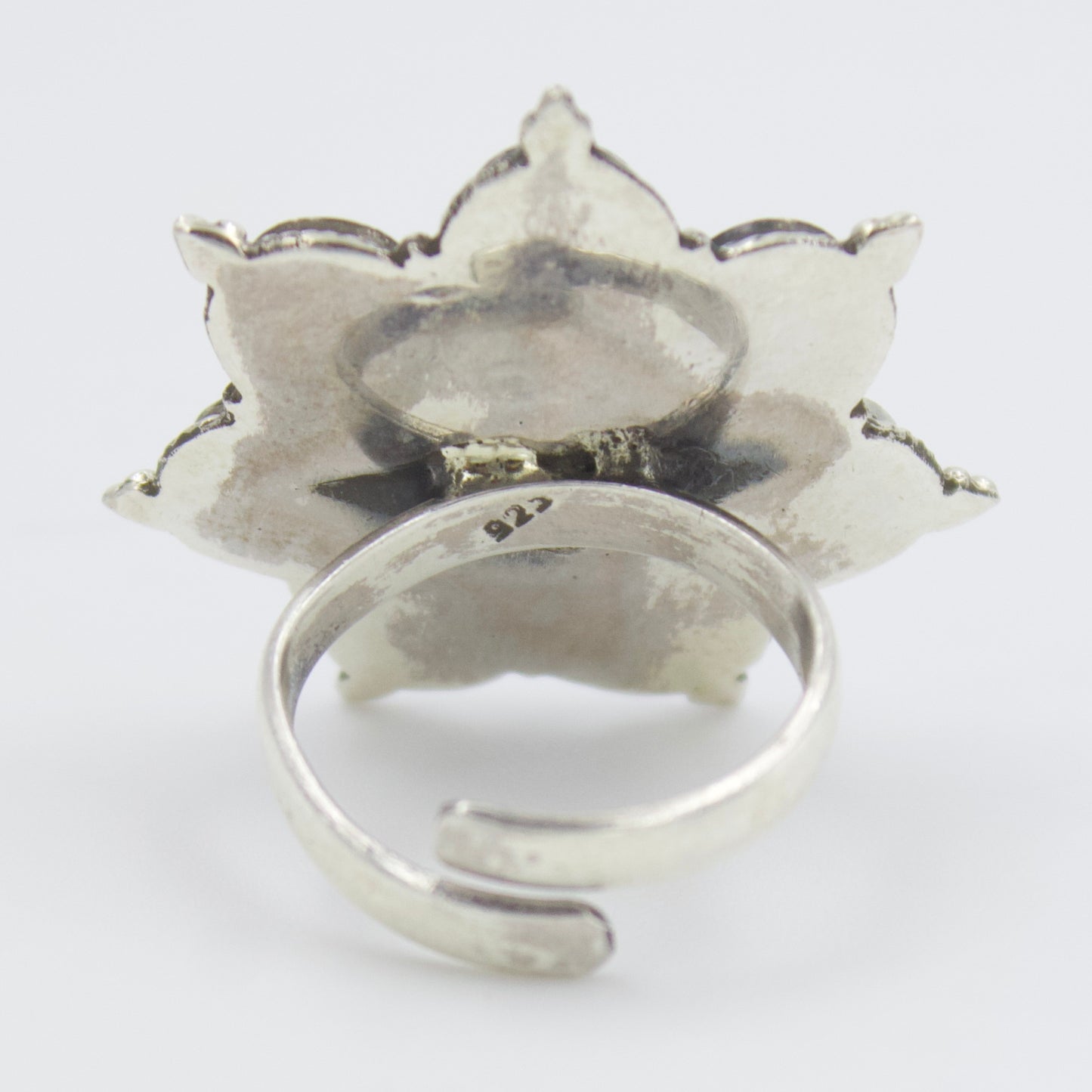 Vintage Sterling Silver Natural Turquoise Flower Cluster Statement Ring