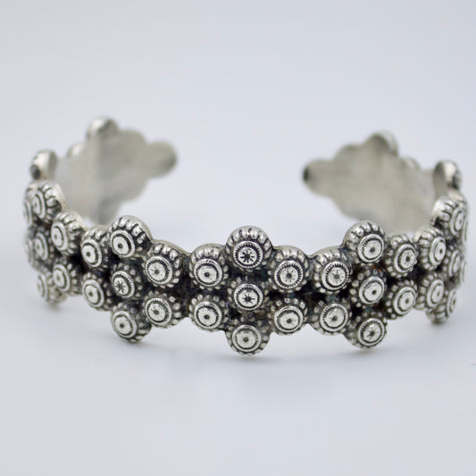 Handmade Tribal Statement Cuff Bracelet in Sterling Silver