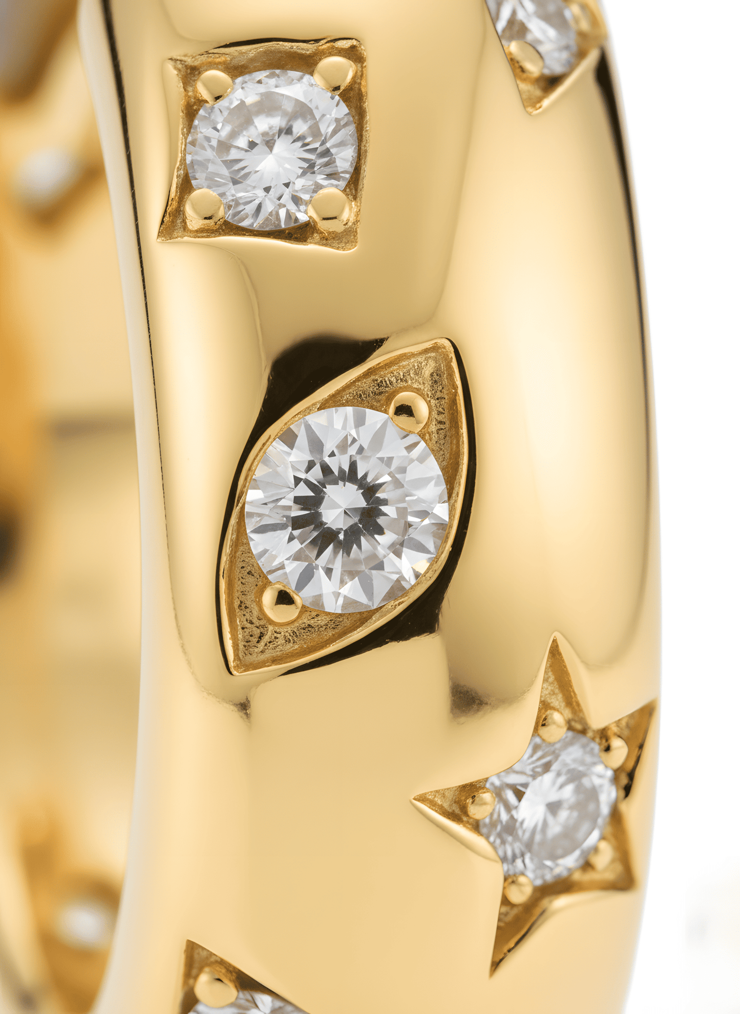 Cosmic Star 0.49 Natural Diamond 18k Gold Hoop Earrings