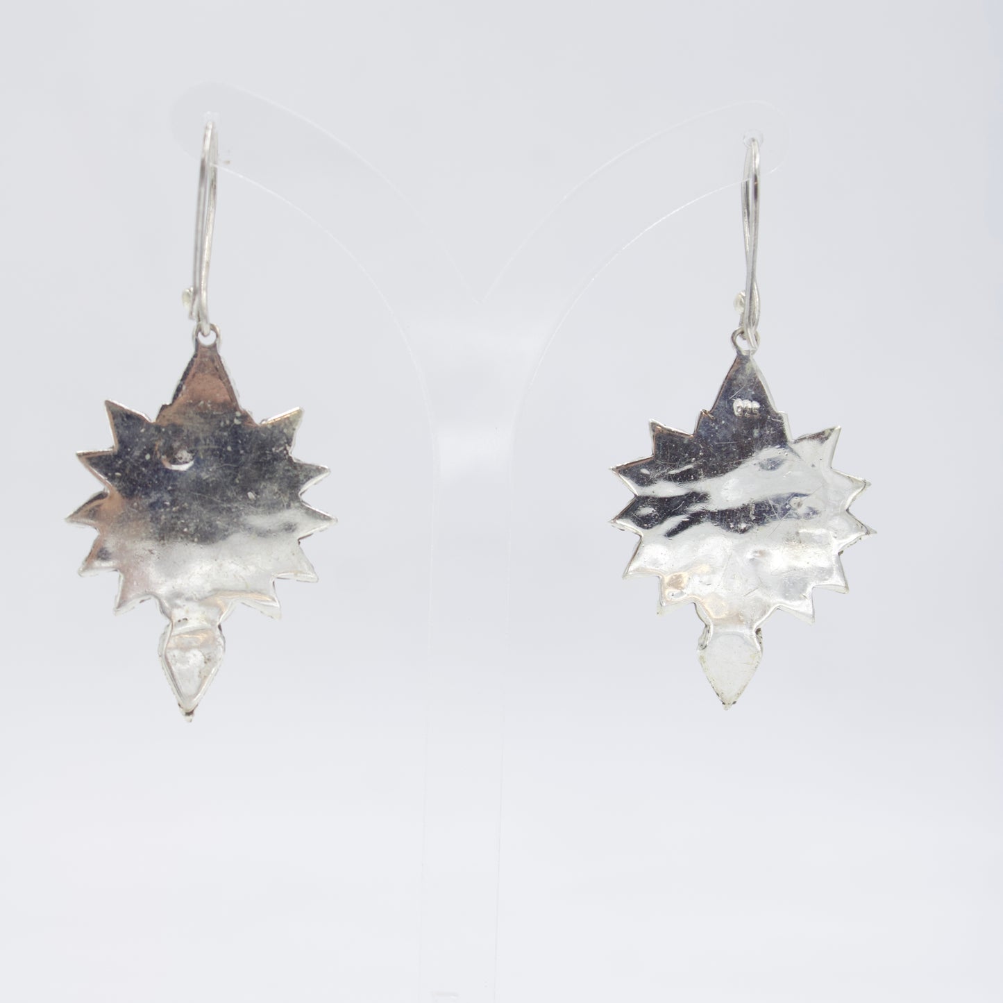 Vintage Starburst Dangle Earrings with Natural Turquoise in Sterling Silver