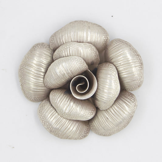 Vintage Handcrafted Textured Rose Pendant in 925 Sterling Silver