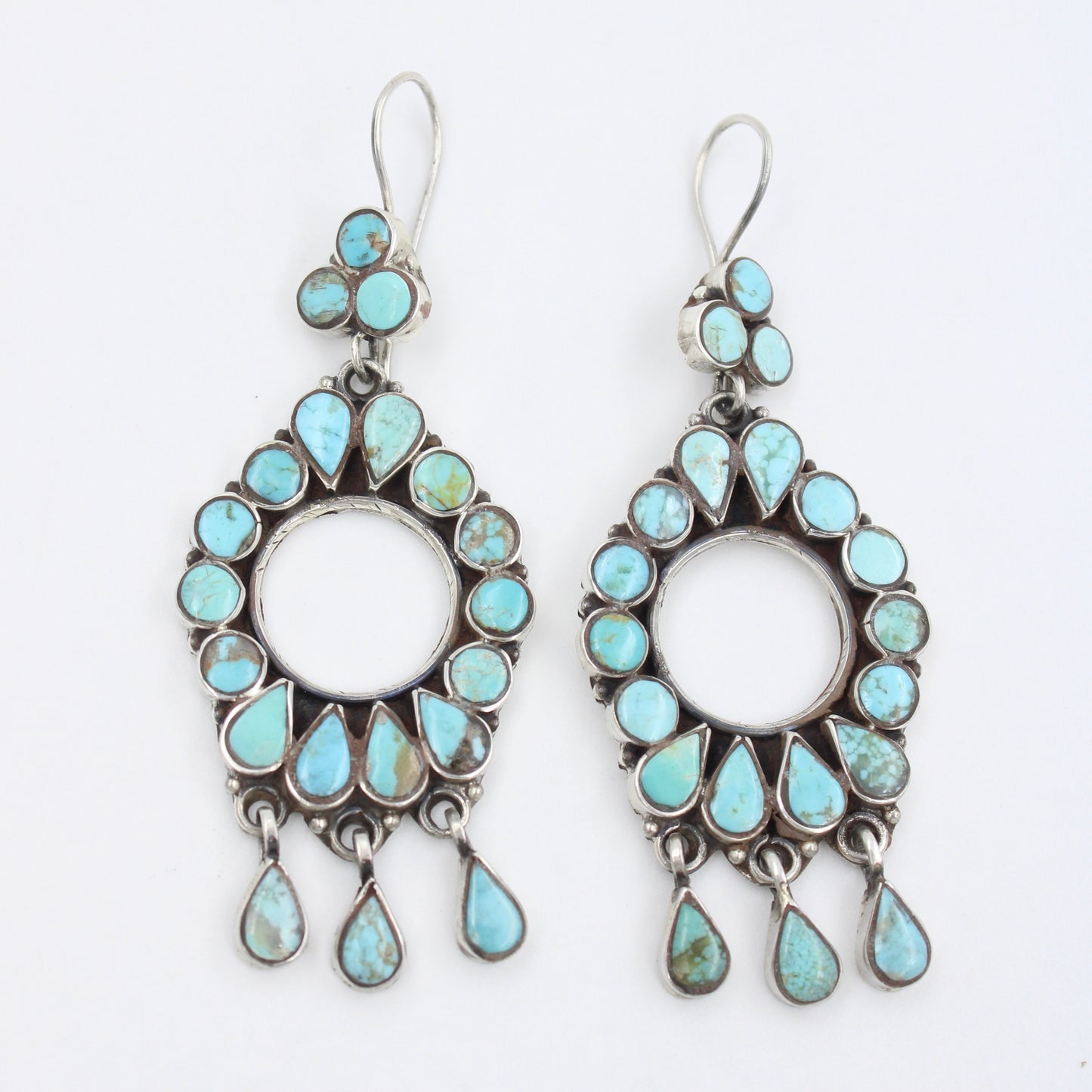 Vintage Southwestern Natural Turquoise Drop Earring in Sterling Silver