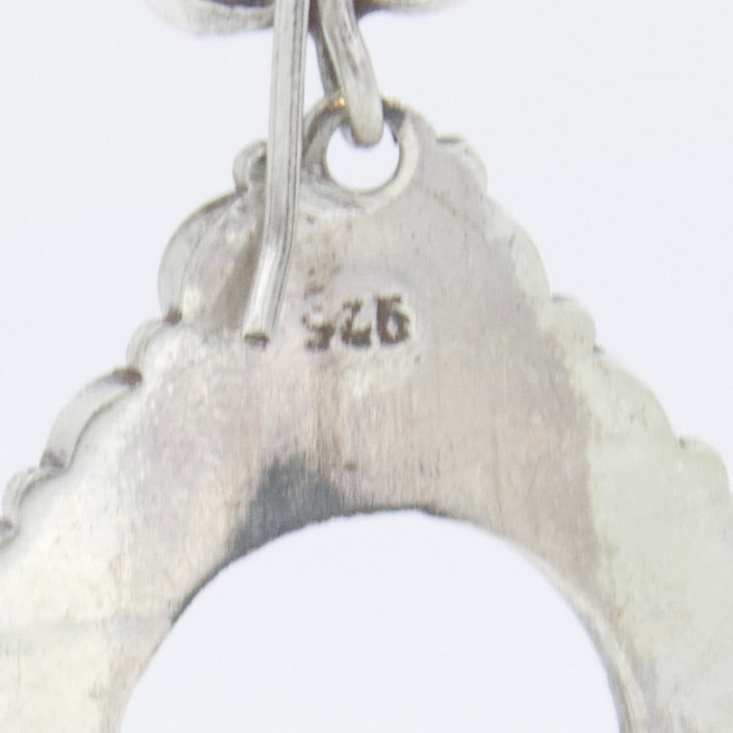 Stunning Vintage Natural Turquoise Open Frame Dangle Earring in Sterling Silver