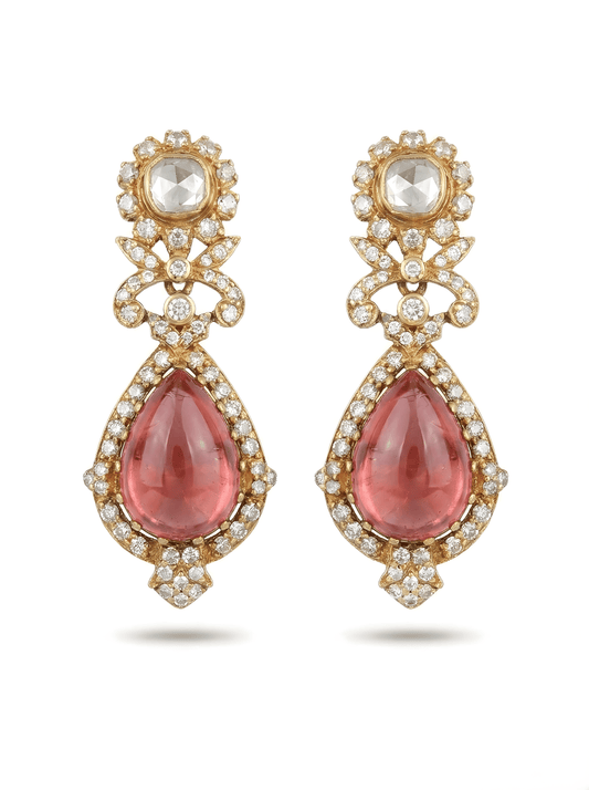 18K Gold Fusion Earrings with 10.60ct Tourmaline & 1.68ct Diamonds