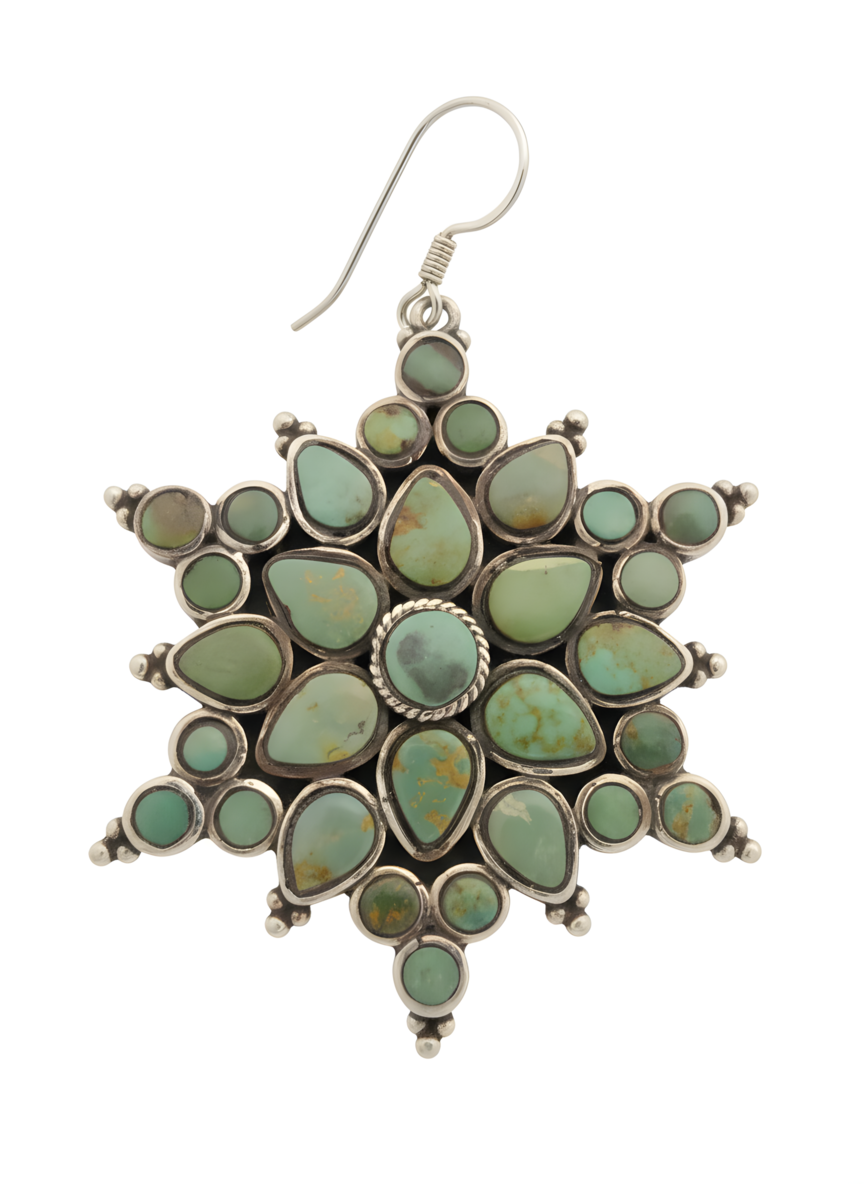 Vintage Southwestern Natural Turquoise Drop Earring in Sterling Silver