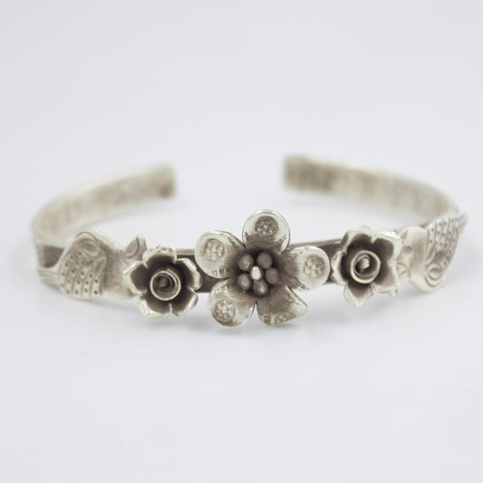 Indonesian Handmade Slim Cuff Bracelet in Sterling Silver