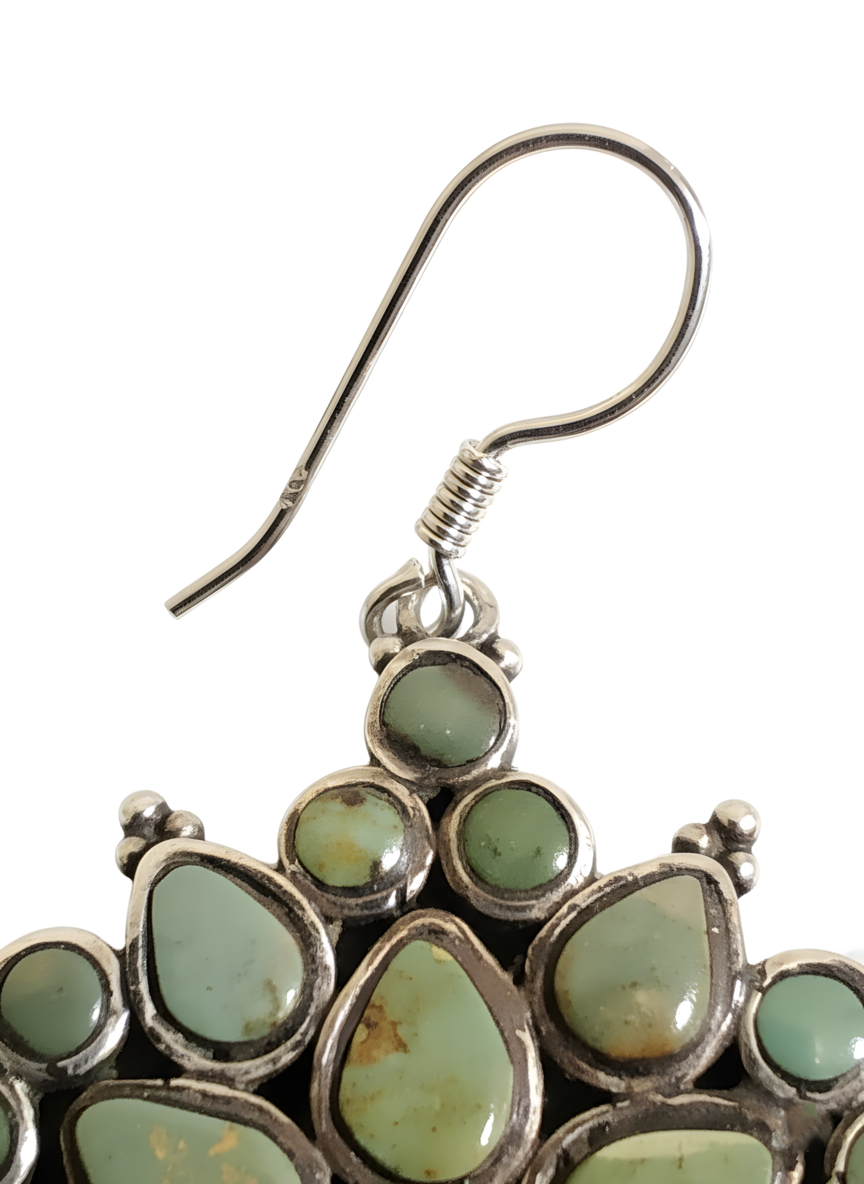Vintage Southwestern Natural Turquoise Drop Earring in Sterling Silver