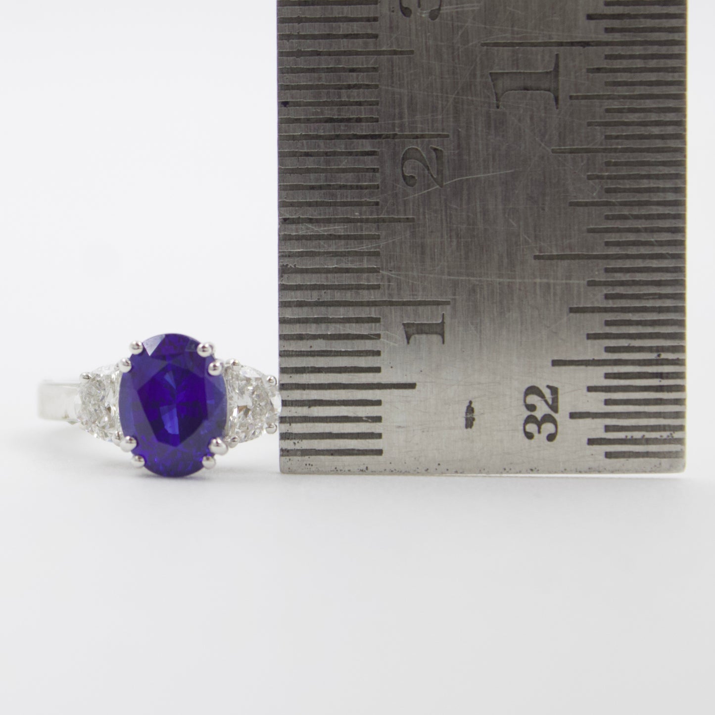 Natural 2.89 TCW Sri Lankan Royal Blue Sapphire & Diamond Engagement Ring 18KW