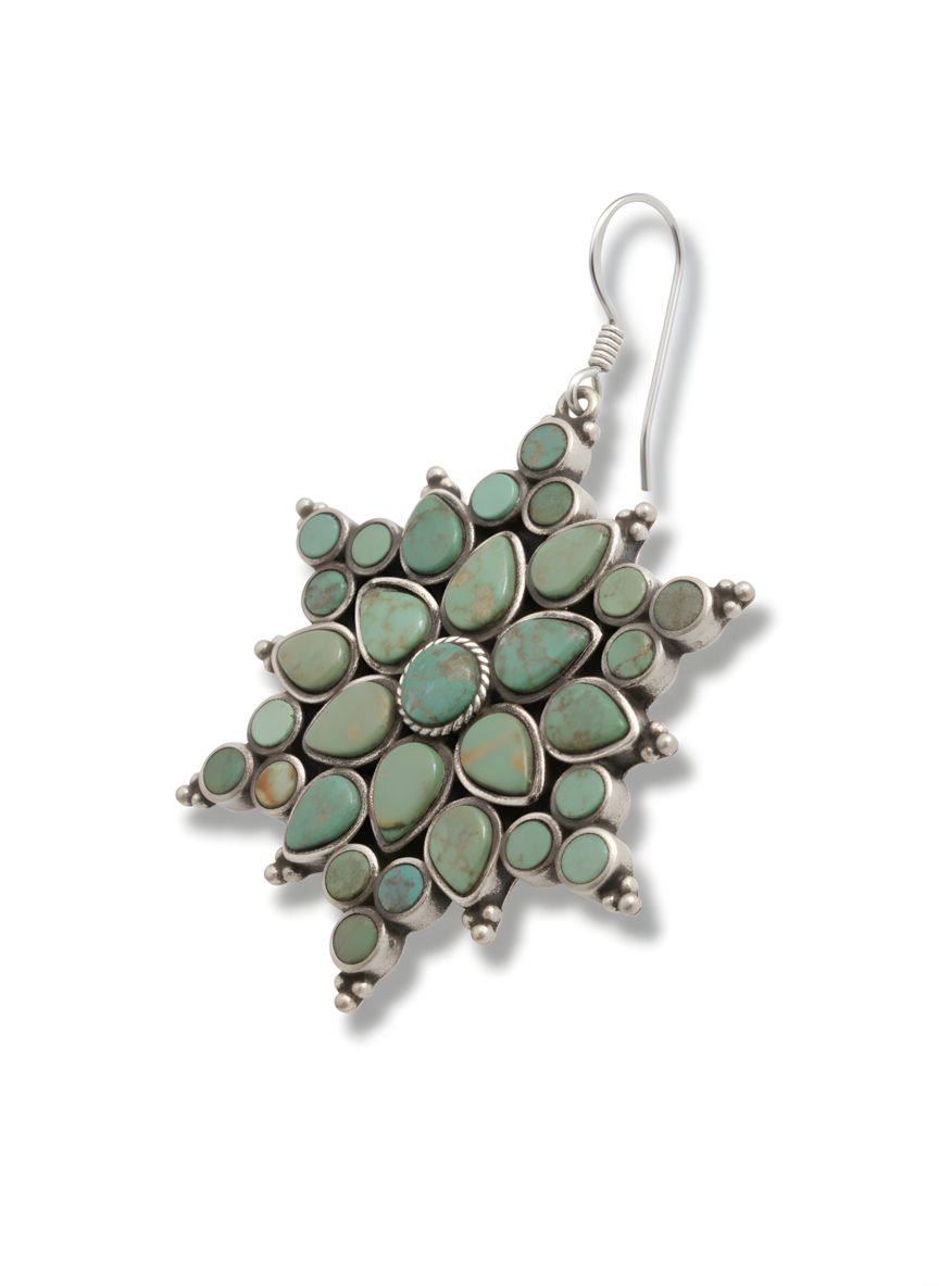 Vintage Southwestern Natural Turquoise Drop Earring in Sterling Silver