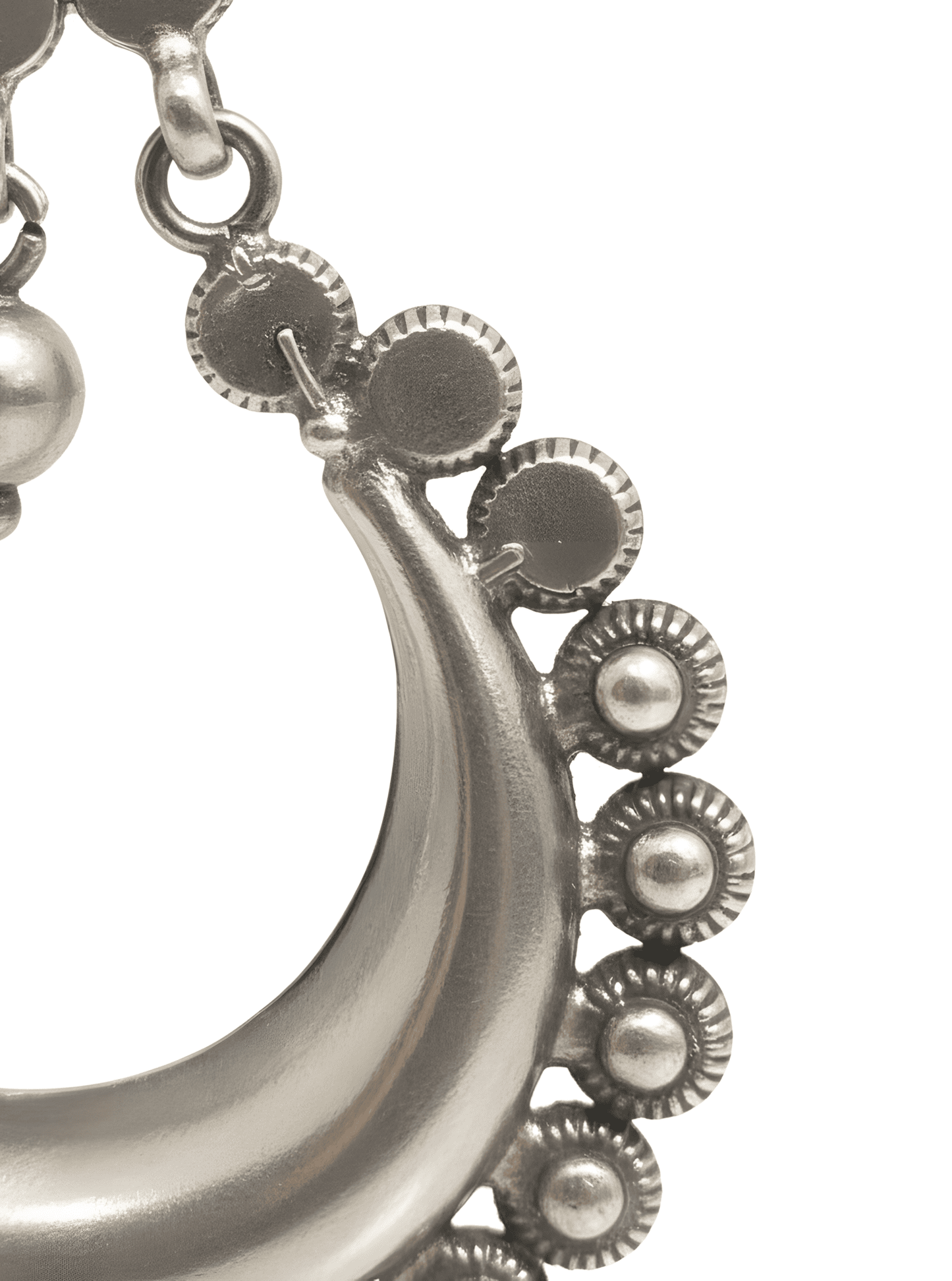 Antique Finish 925 Sterling Silver Crescent Moon Drop Earrings