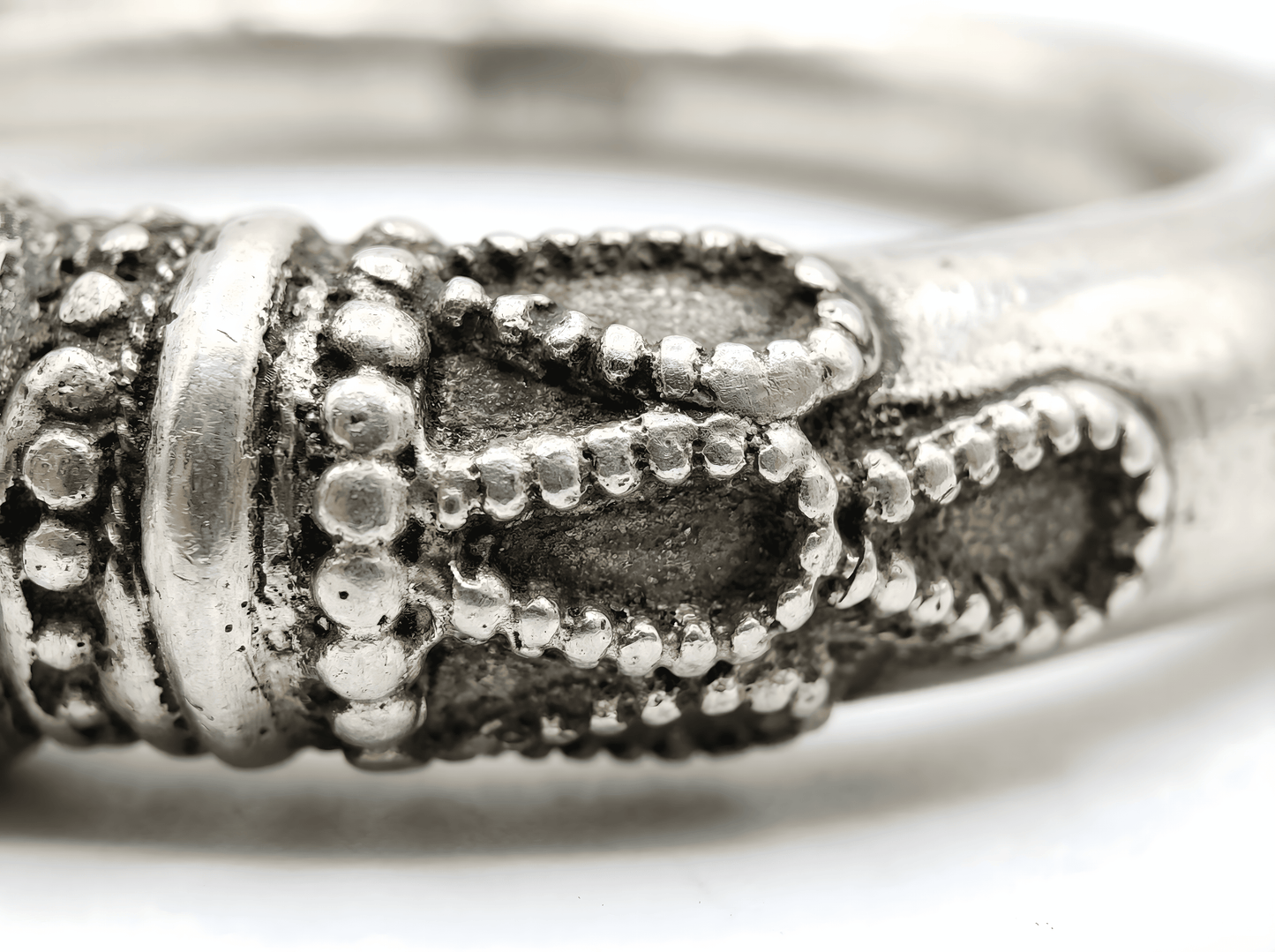 Vintage Tribal Hand Etched Cuff Bracelet in Sterling Silver 7.2 Inches