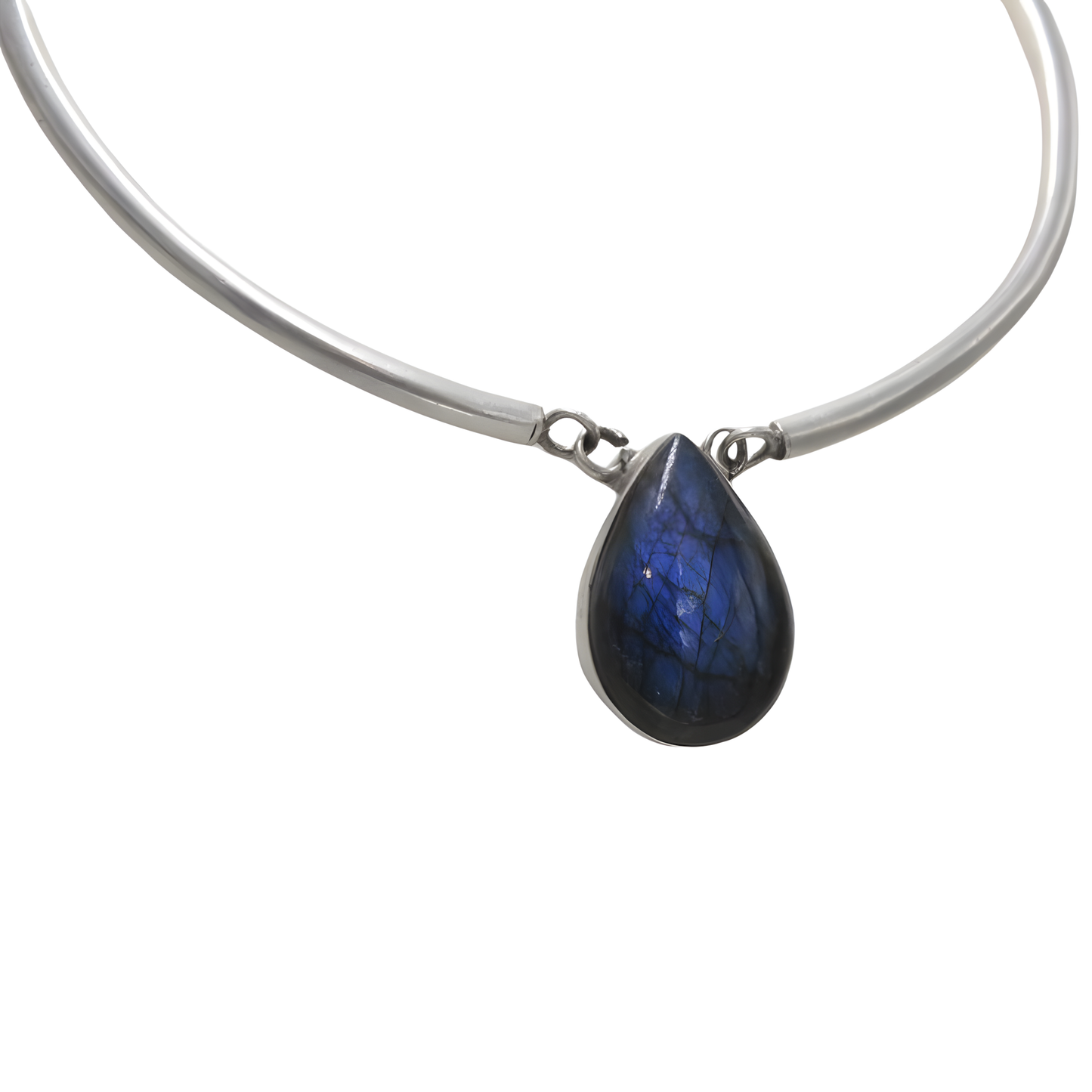 Labradorite Sterling Silver Collar Necklace 22-Inch