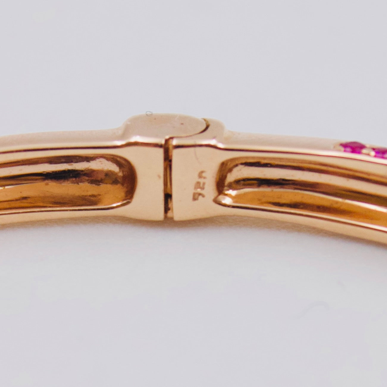 2.31 Ct Burma Ruby & Diamond Twisted Crossover Hinged Bangle in 18k Rose Gold