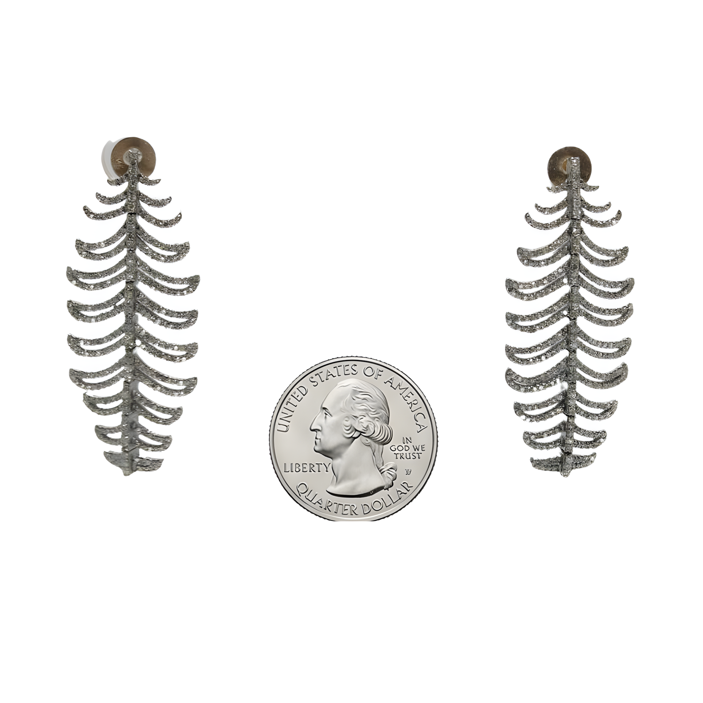 2.72ctw Single Cut Diamond Ribbed Leaf Statement Earrings in 14K Gold