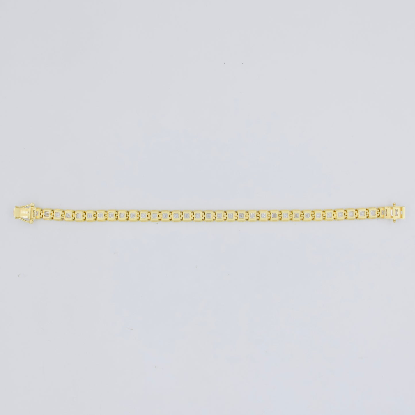 18.12 ct Created Asher Cut Diamond Flexible Half Bezel Set Tennis Bracelet 14K Gold