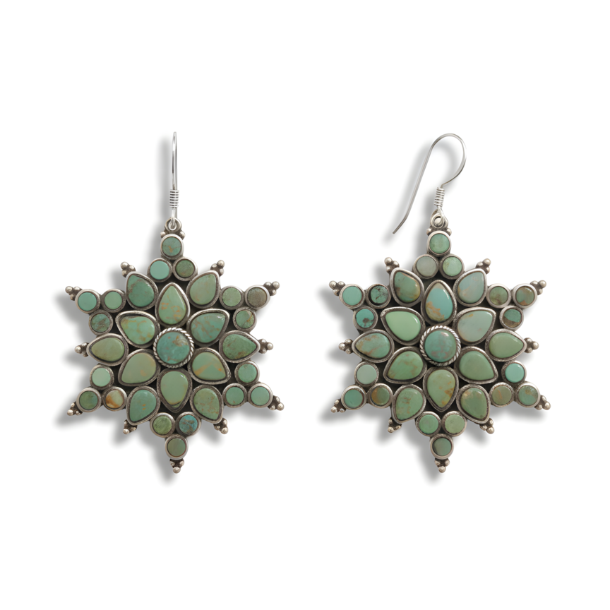 Vintage Southwestern Natural Turquoise Drop Earring in Sterling Silver
