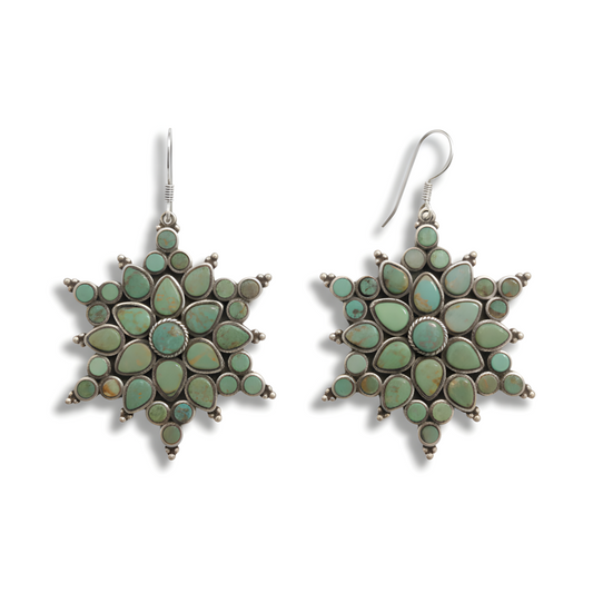 Vintage Southwestern Natural Turquoise Drop Earring in Sterling Silver