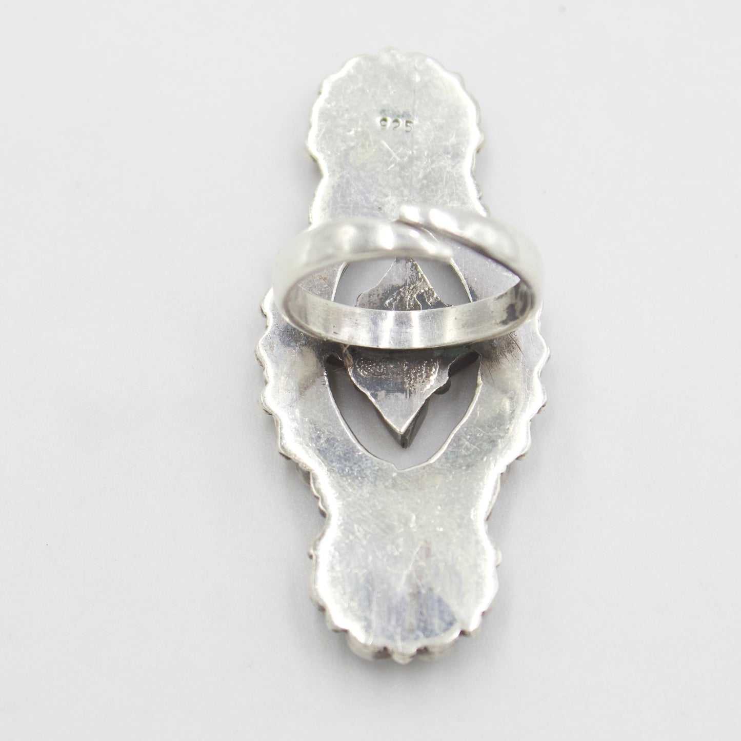 Vintage Turquoise Floral Statement Ring in Sterling Silver