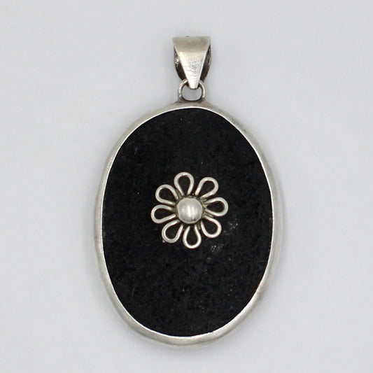 Uvarovite Garnet Drusy Floral Pendant in Sterling Silver