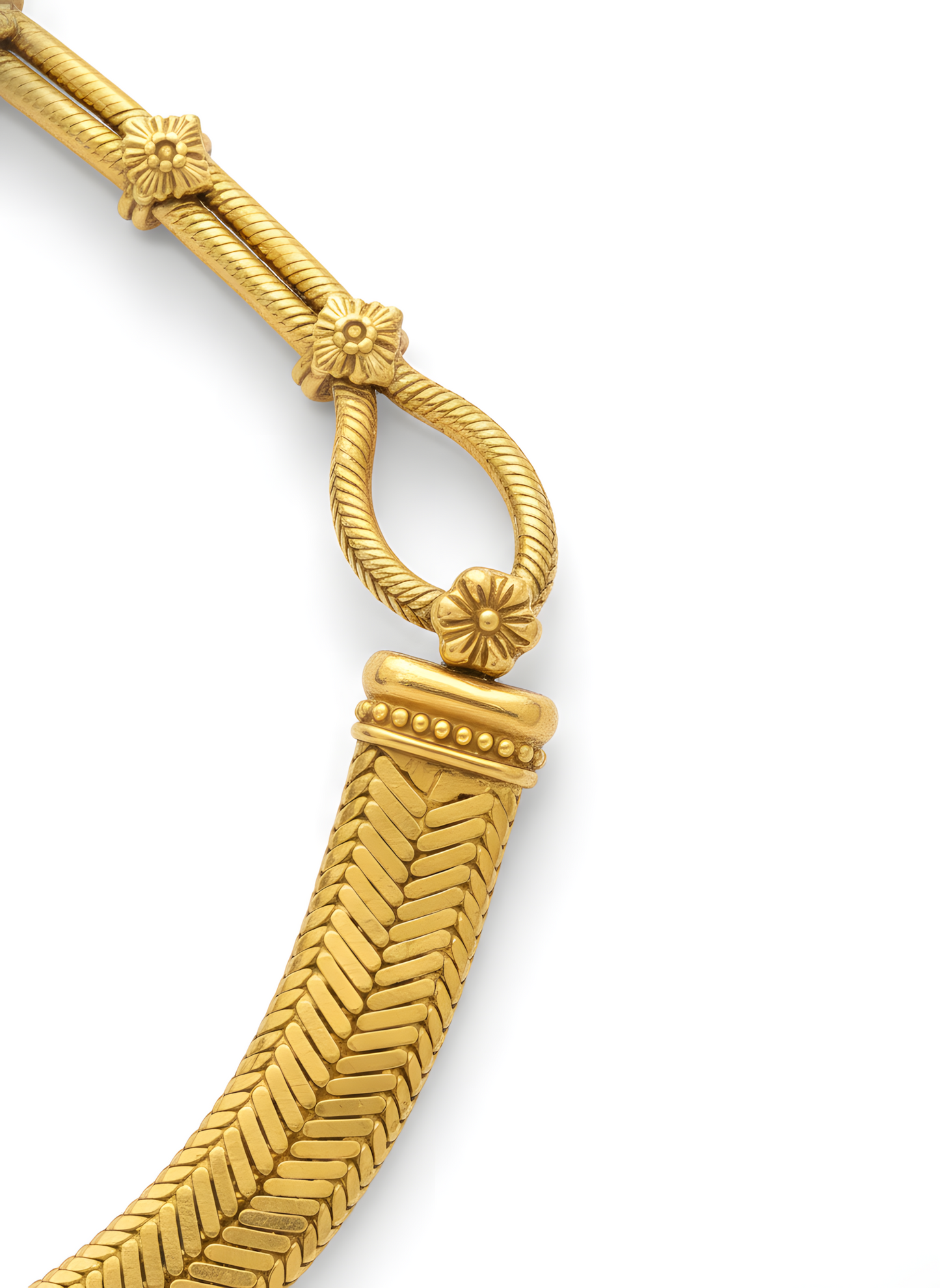 Vintage Handmade Broad Chain Necklace in Gold Plated Sterling Silver 16 Inches