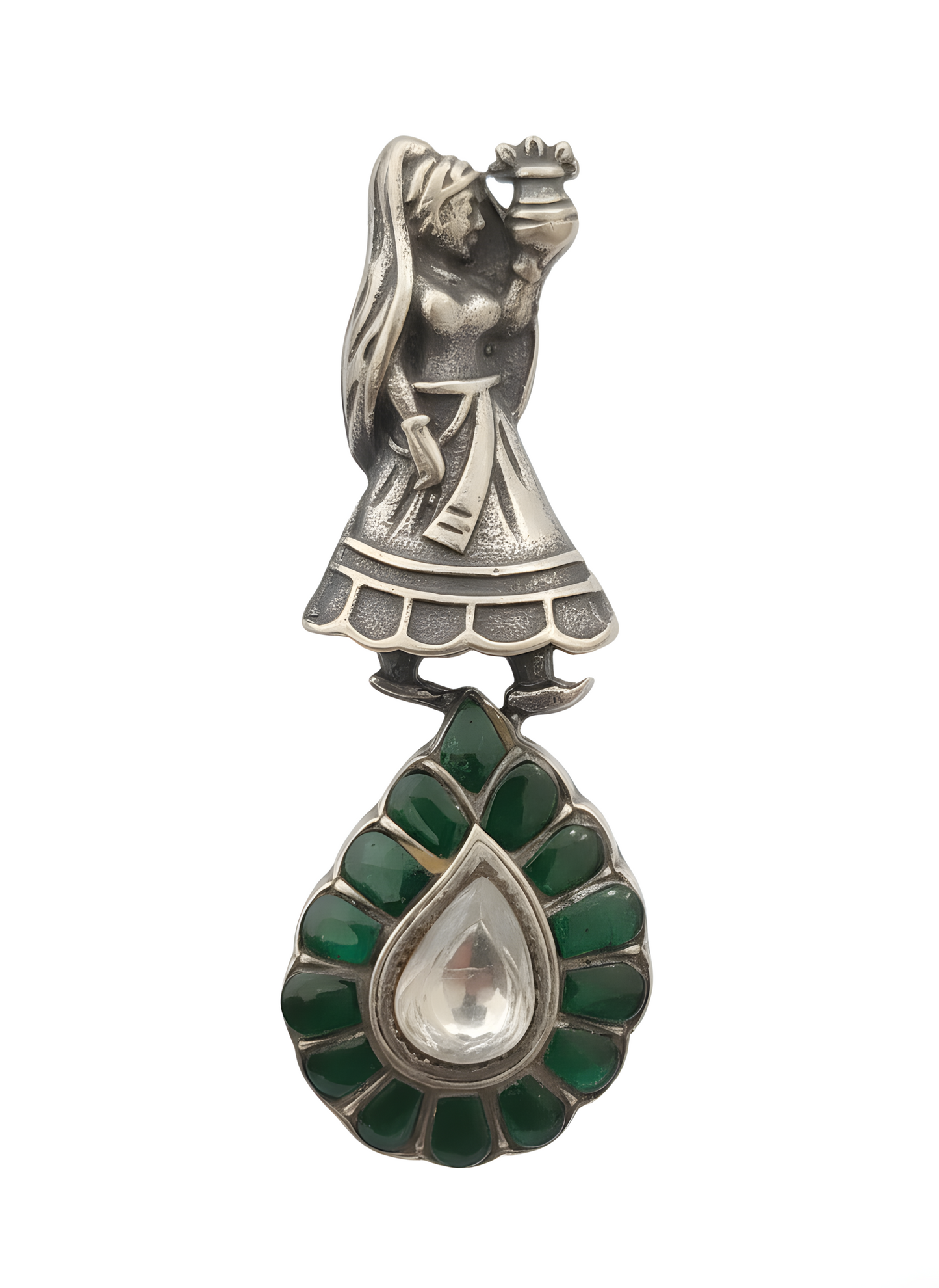 Paniari Green Onyx & Moissanite Stud Earrings in Sterling Silver