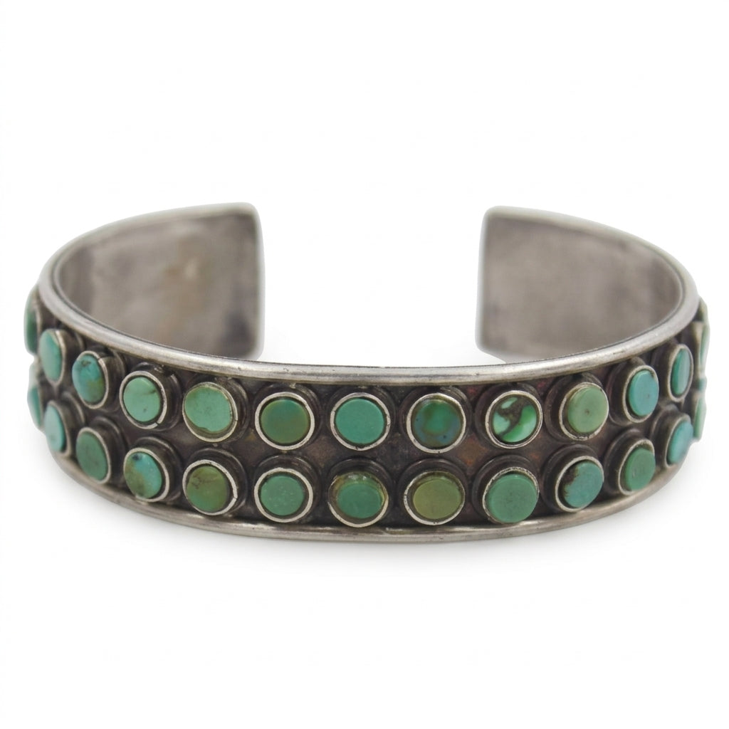Vintage Natural Turquoise Cuff Bracelet in Sterling Silver
