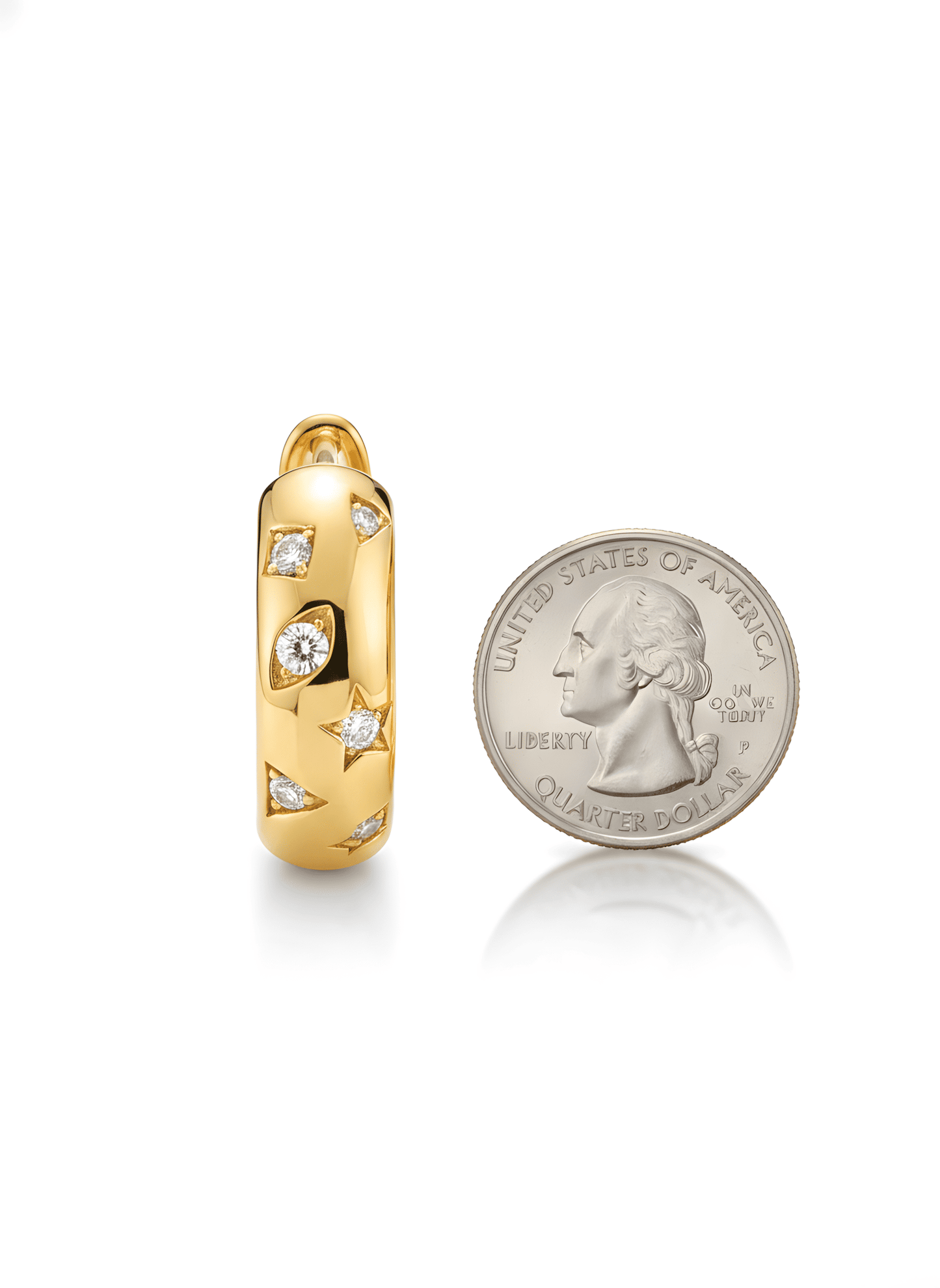 Cosmic Star 0.49 Natural Diamond 18k Gold Hoop Earrings